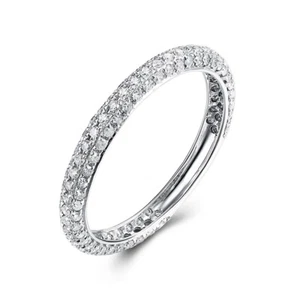 0.5ct Real Diamond Luxurious Wedding Anniversary Band Solid 18k White Gold Ring - Picture 1 of 10