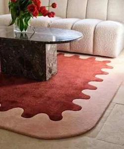 Alfombra acolchada a mano redondeada, alfombra 100 % lana, alfombra de diseño contemporáneo, hecha a mano - Imagen 1 de 8