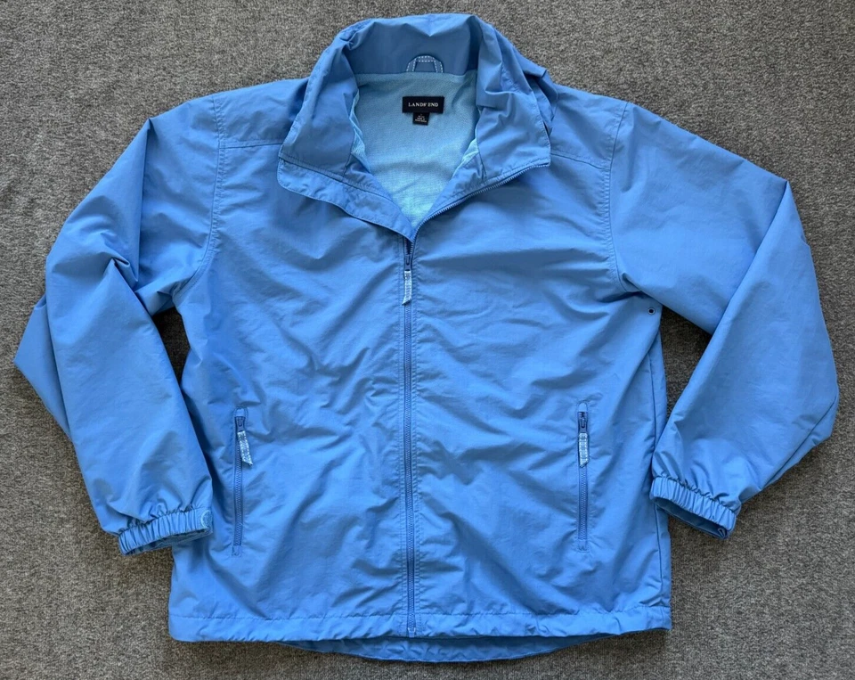 Chaqueta cortavientos LANDS' END cremallera completa para mujer grande azul impermeable Foto 1 de 4