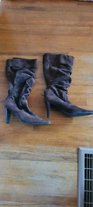 White Mountain Brown CarsonTall Heeled Slouched Suede Leather Boots - Picture 1 of 1