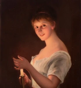 Painting on Porcelain Portrait of Beautiful Woman c.1910 Germany - Picture 1 of 8