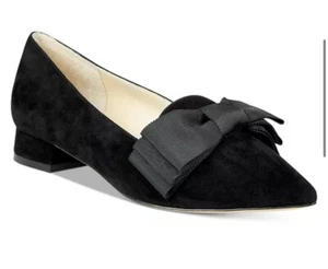 Adrienne Vittadini Ficke Black Suede Leather Pointed Toe Shoes Flats Women Sz 6 - Picture 1 of 12