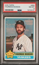 THURMAN MUNSON 1976 Topps Baseball Card #650 PSA 8