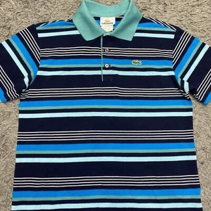 Lacoste Poloshirt Herren S blau weiß türkis gestreift Krokodil Freizeit Preppy S/S - Bild 1 von 24
