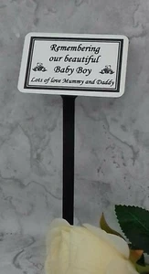 Personalised Baby Memorial Marker Grave Plaque Spike Any Name Relation Words - Picture 1 of 3