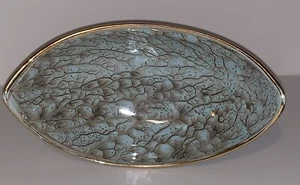 Delft Ware Footed Oval Bowl w/Brass Base - 7" by 4" wide - Delft Holland - Picture 1 of 4