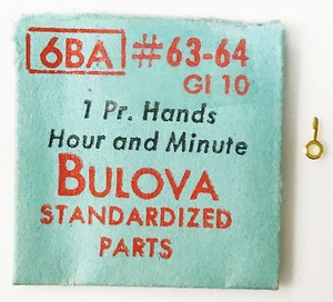 Bulova New 6BA GI10 Vintage Hour Hand Only Gold Tone #63-64 NOS Original Package - Picture 1 of 5