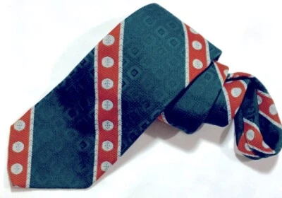 Gravata de pescoço Wembley vintage retrô verde laranja listra Rockabilly Grandpa Core - Imagem 1 de 4