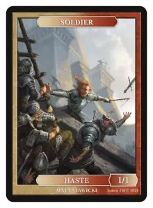 Soldier Token 1/1 Haste Artist Matt Stawicki MTG Magic Assemble the Legion - Picture 1 of 2