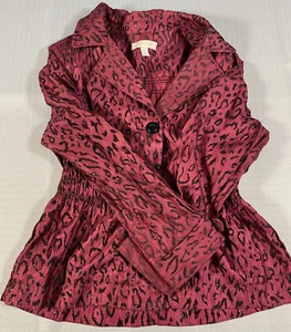 Laura Ashley Blazer Womens Large Leopard Magenta Red Black Glitter Fitted Career - Picture 1 of 9