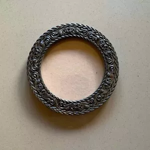 Round Flower Photo Picture Decorative Frame Floral Ornate Romantic Carved Wood - Picture 1 of 8
