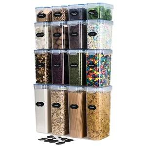 Airtight Food Storage Containers Set-16 PCS-Plastic BPA Free Kitchen Pantry - Picture 1 of 8