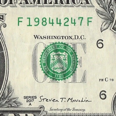 1984 Year Date Note Fancy Serial Number One Dollar Bill Leading - Image 1 of 4