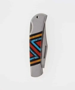 Mehrfarbiges Inlay Messer von Zuni Künstler von Leslie & Gladys Lamy - Bild 1 von 2