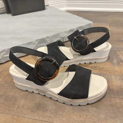 Gabor 24645 Mujer Talla US 9 Negro Gamuza Caparazón de Tortuga Hebilla Plataforma Cuña Foto 1 de 4