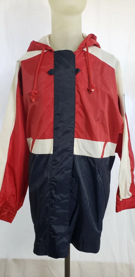 Jones New York Sport США красный белый синий мужчин с капюшоном ветровка куртка размер большой - Изображение 1 из 4
