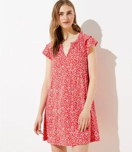 Loft Swing Dress NEW Daisies Flutter Sleeve Coral Floral Summer NWT SZ XS - Picture 1 of 5