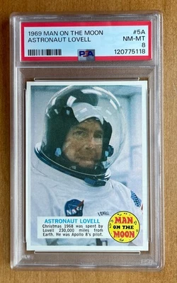 1969 Topps Man on the Moon Astronaut James Jim Lovell #5A Apollo 13  PSA 8 NM-MT - Image 1 of 3