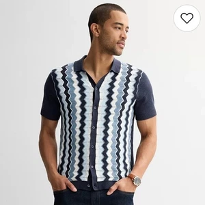 Gr. Medium Herren Apt. 9® Kurzarm Zick Zack Button-Down Atmungsaktiv Pullover Neu - Bild 1 von 4