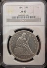 1841 $1 Seated Liberty Silver Dollar NGC XF40 Gorgeous with luster on both sides