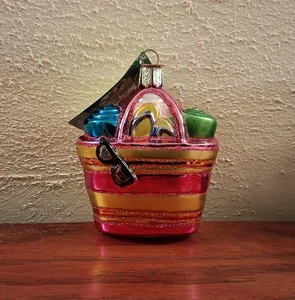 Borsa da spiaggia ornamento vecchio mondo Natale vetro soffiato decorazione nautica costiera - Foto 1 di 6