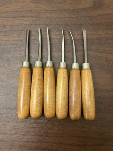 Woodcraft Wood Carving Chisels 6-Piece Hand Tool Set With Wooden Handles 6” - Picture 1 of 11