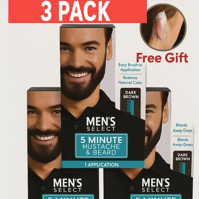 3X 男士精选胡须胡须染发剂深棕色或黑色 5 分钟凝胶 — 第 1/3 张图片