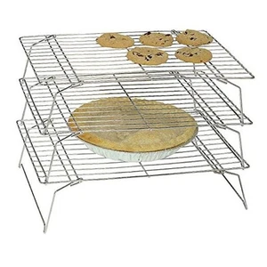 Estante de enfriamiento apilable de 3 niveles plateado encantado 13,5 x 9,5 pulgadas - Imagen 1 de 5
