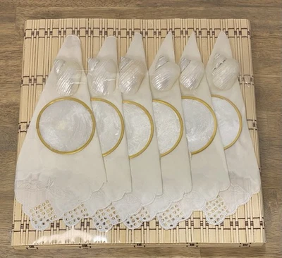 НОВАЯ настольная установка Capiz для 6, коврик/подставки/тканевая салфетка и кольцо-ракушка - Изображение 1 из 4