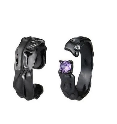 2 Piece - Gothic Open End Melting Black Ring - Image 1 of 4