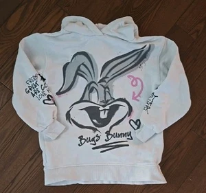 Zara White Bugs Bunny Printed Hoodie Size 8 - Picture 1 of 7