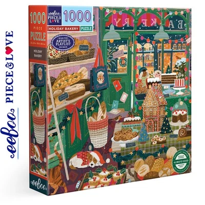eeBoo HOLIDAY BAKERY Christmas 1000 pc Square Jigsaw Puzzle Super Deluxe PZT774 - Image 1 of 4