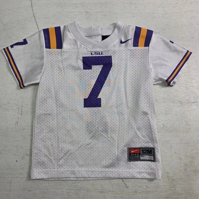 LSU Tigers NCAA Nike Team White Football Mesh Jersey #7 Kids Toddlers 12M EUC - Image 1 of 4