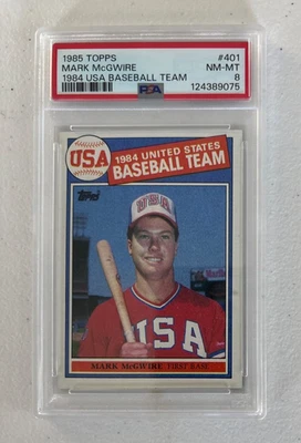 Topps Baseball #401 Mark McGWIRE 1984 equipo de béisbol de Estados Unidos PSA 8 casi nuevo-como nuevo Foto 1 de 2