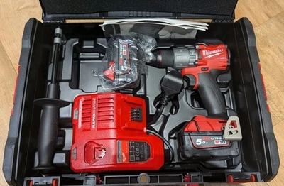 Milwaukee M18FPD2-502X 18V Fuel Combi Drill 2x 5Ah Batteries and rapid charger  - Image 1 of 3