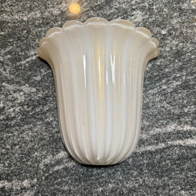 Murano Glass Wall Sconce Fluted Champagne Gold Flake MCM Style Barovier & Toso? - Image 1 of 4