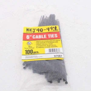 100-Pack KC Professional 97087 6" Black Cable Tie Nylon 18 LB Tensile Strength - Picture 1 of 2