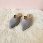 JustFab Gray Faux Suede Bryleigh Point Toe Slip On Mule Shoes 5.5