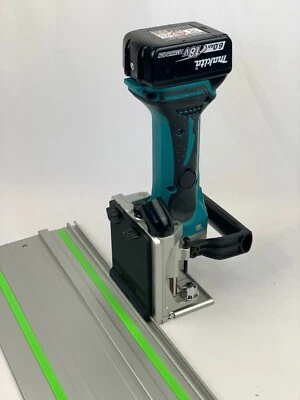 Makita DPJ180Z Biscuit Jointer rail adaptor for Festool plunge saw guide rails.