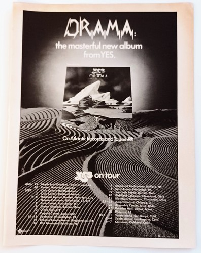 YES DRAMA TOUR~1980 Vtg Album Promo Print Ad Advert Poster Pinup Prog ...