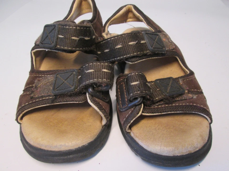 Stride Rite Baby Toddler Size 10M Flat Sandals Brown Leather Upper Hook & Loop - Image 1 of 4