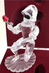 2001 Swarovski Crystal Masqurade Harlequin W Rose # 254044 Figurine With Box - Picture 1 of 8