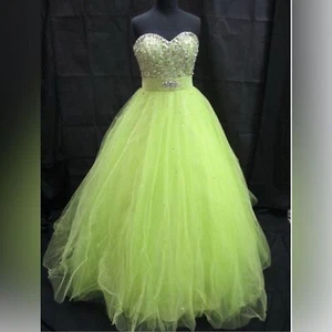NEW Morilee Ball Gown Formal Dress Prom Pageant Quinceañera Lime Green #91021 - Picture 1 of 10