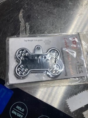 Etiqueta de perro funciona personalizada (negro con diamantes). añade tu nombre NUEVO PRECINTADO Foto 1 de 2