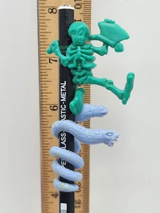 Vintage Halloween SKELETON & 2 Headed Snake Plastic Grabber Pencil Topper VHTF - Picture 1 of 6