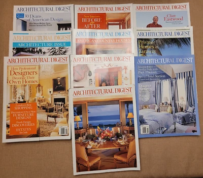 Lot of 10 ARCHITECTURAL DIGEST Magazine Issues 2005 Complete Except April & July - Image 1 of 4