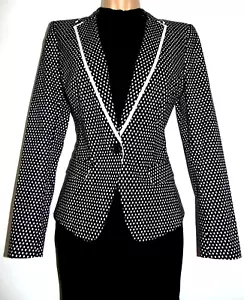 Blazer a medida con lunares negros nuevo con etiquetas talla 2, Reino Unido 8, precio de venta sugerido por el fabricante 140 £ - Imagen 1 de 12