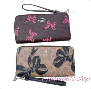 NWT Coach Long Zip Around Wallet With Bow Print CZ327/CZ326 OPT - Picture 1 of 13