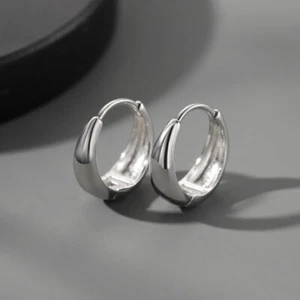 13mm Small Hoop Earrings for Men Women Classic Silver Tone Fashion Jewelry - Picture 1 of 4