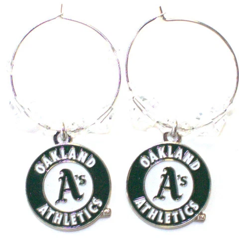 MLB Oakland Athletics Clear Bead Hoop Earrings Cover